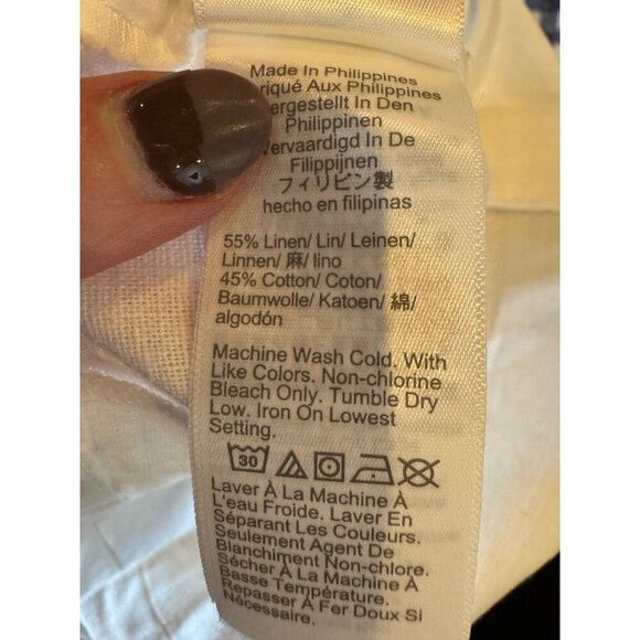 J Crew Shorts Women 10 White Linen Cotton Blend Scalloped Hem Preppy Vacation - Picture 9 of 9